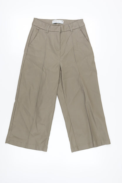 Womens UK Size 8L NEXT Relaxed Fit Cropped Beige Trousers