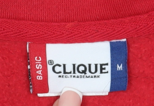 Clique Red Unisex Sweatshirt, Medium, Mock Neck, Graphic