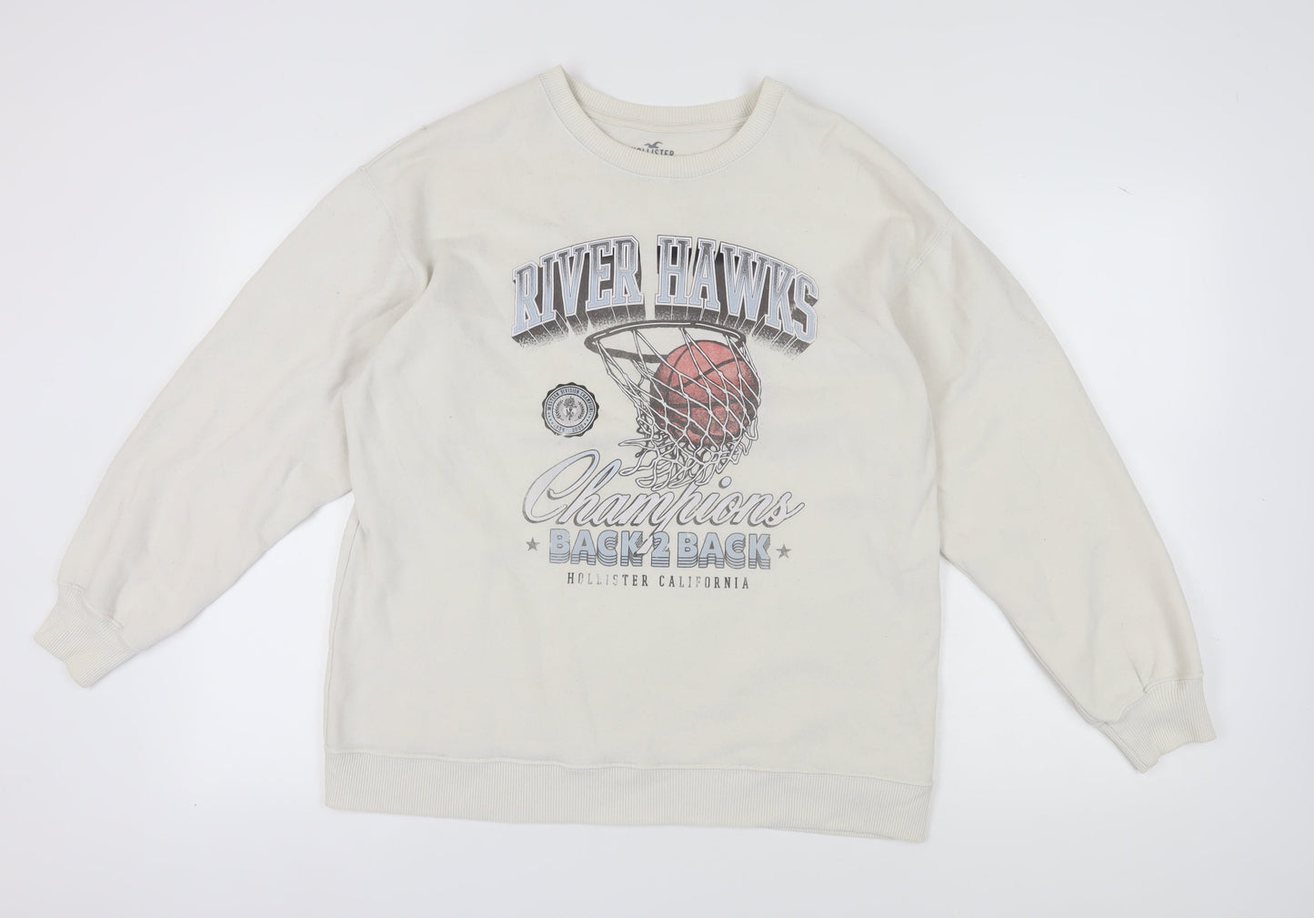 Hollister Women's Beige Graphic Sweatshirt M