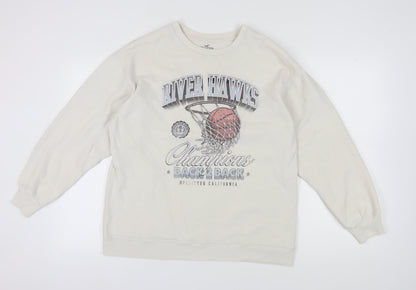 Hollister Women's Beige Graphic Sweatshirt M