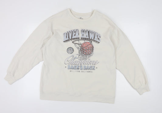Hollister Women's Beige Graphic Sweatshirt M