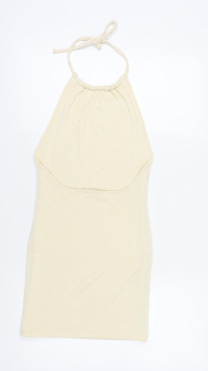 NA-KD Women's Beige XS Halter Slip Dress