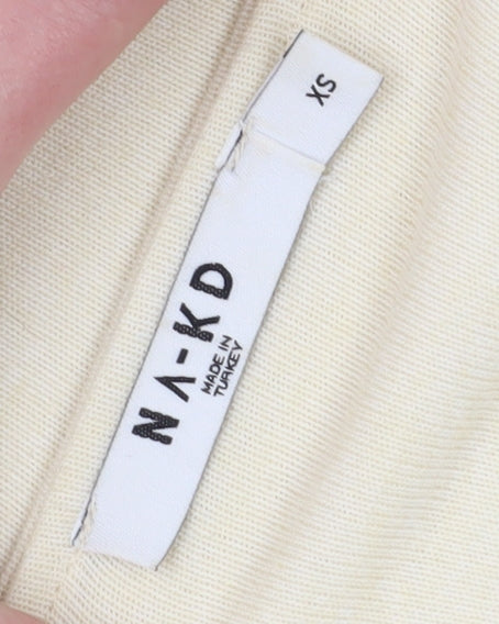 NA-KD Women's Beige XS Halter Slip Dress