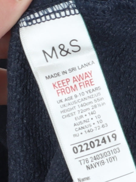 Marks and Spencer Girls Blue Full Zip Hoodie 9-10 Years