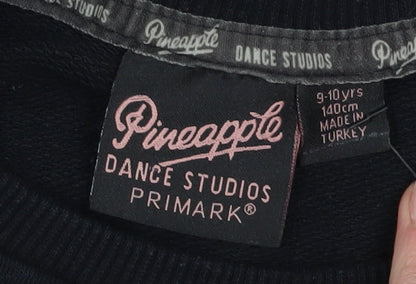 Pineapple Girls Black Sweatshirt 9-10 Years Crew Neck Dance