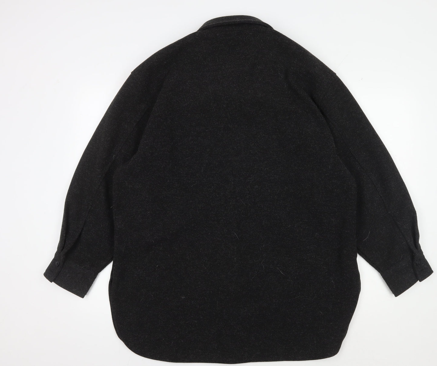 H&M Unisex Black Wool Blend Mid-Length Jacket, M