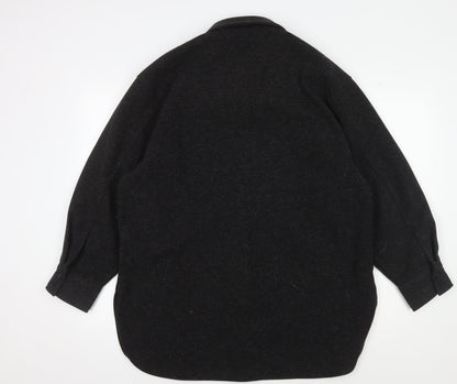 H&M Unisex Black Wool Blend Mid-Length Jacket, M