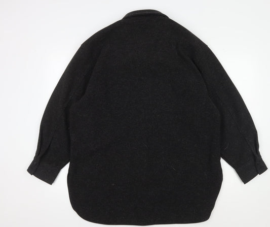 H&M Unisex Black Wool Blend Mid-Length Jacket, M