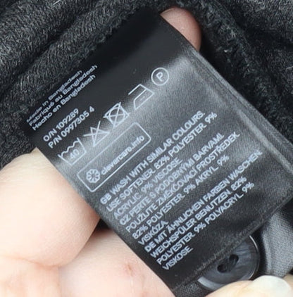 H&M Unisex Black Wool Blend Mid-Length Jacket, M