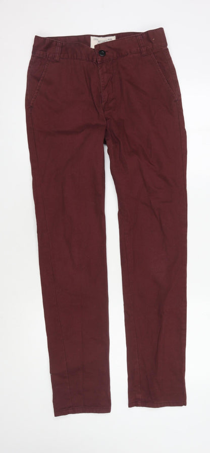 Mens UK Size M Bellfield Regular Fit Chino Red Trousers
