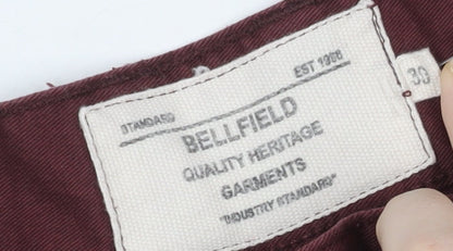 Mens UK Size M Bellfield Regular Fit Chino Red Trousers