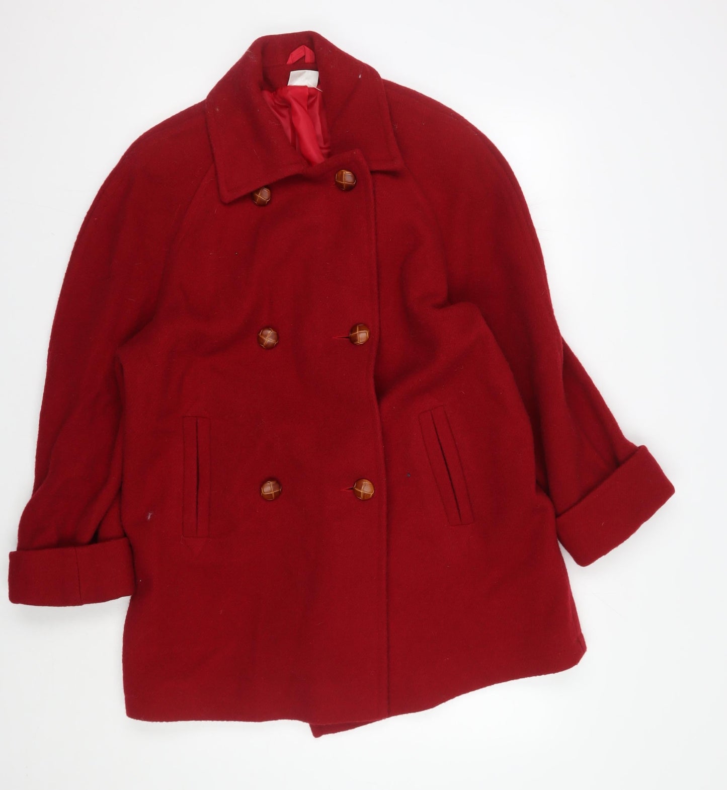 Womens UK Size 14 Essentials Red Pea Coat