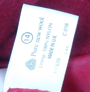 Womens UK Size 14 Essentials Red Pea Coat