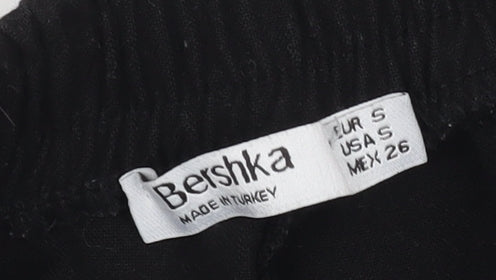 Bershka Women's Black Straight Trousers