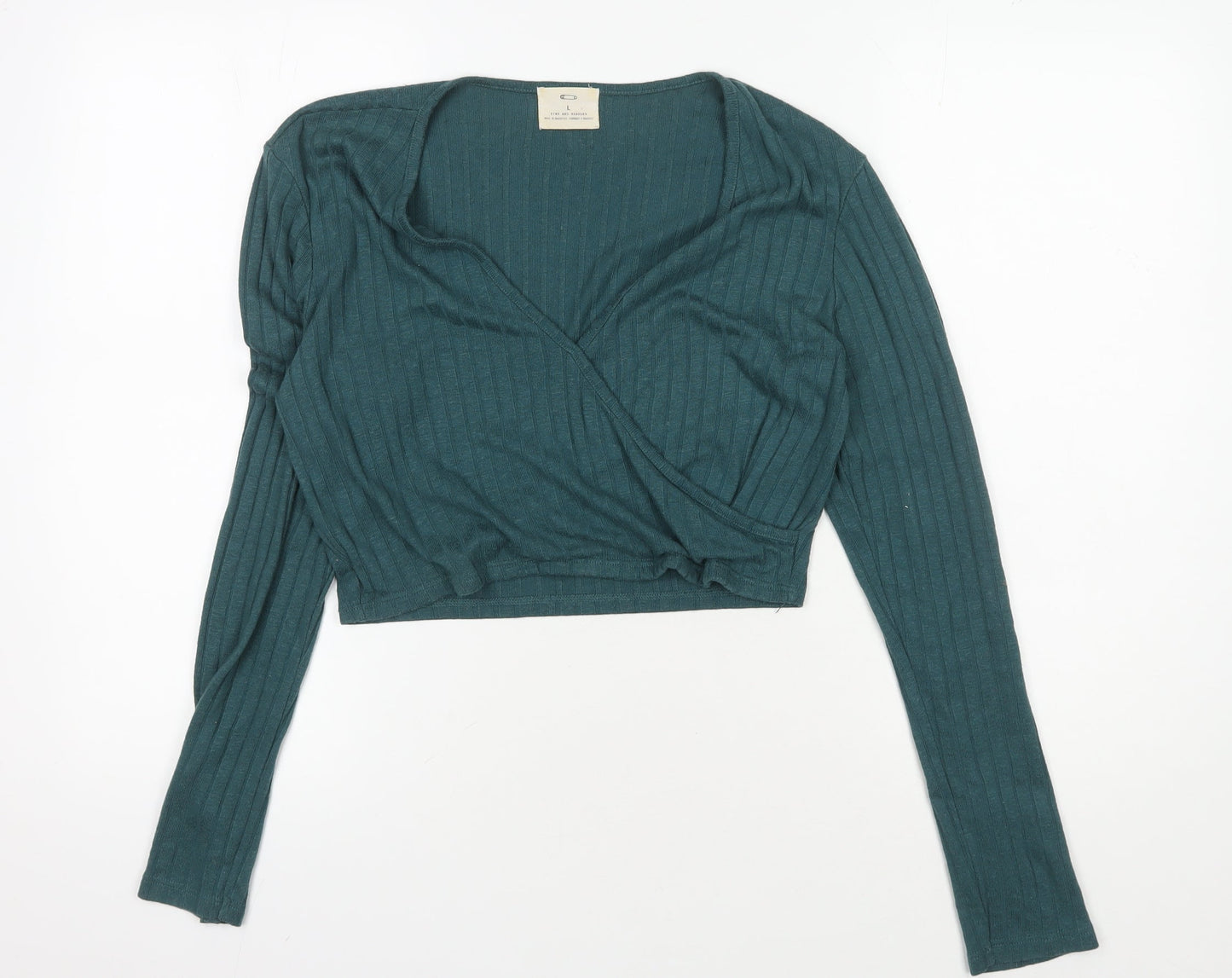 Womens UK Size L Pins and Needles Green Cropped Blouse