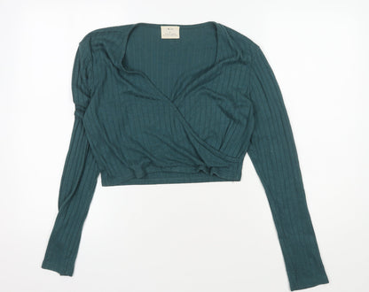 Womens UK Size L Pins and Needles Green Cropped Blouse