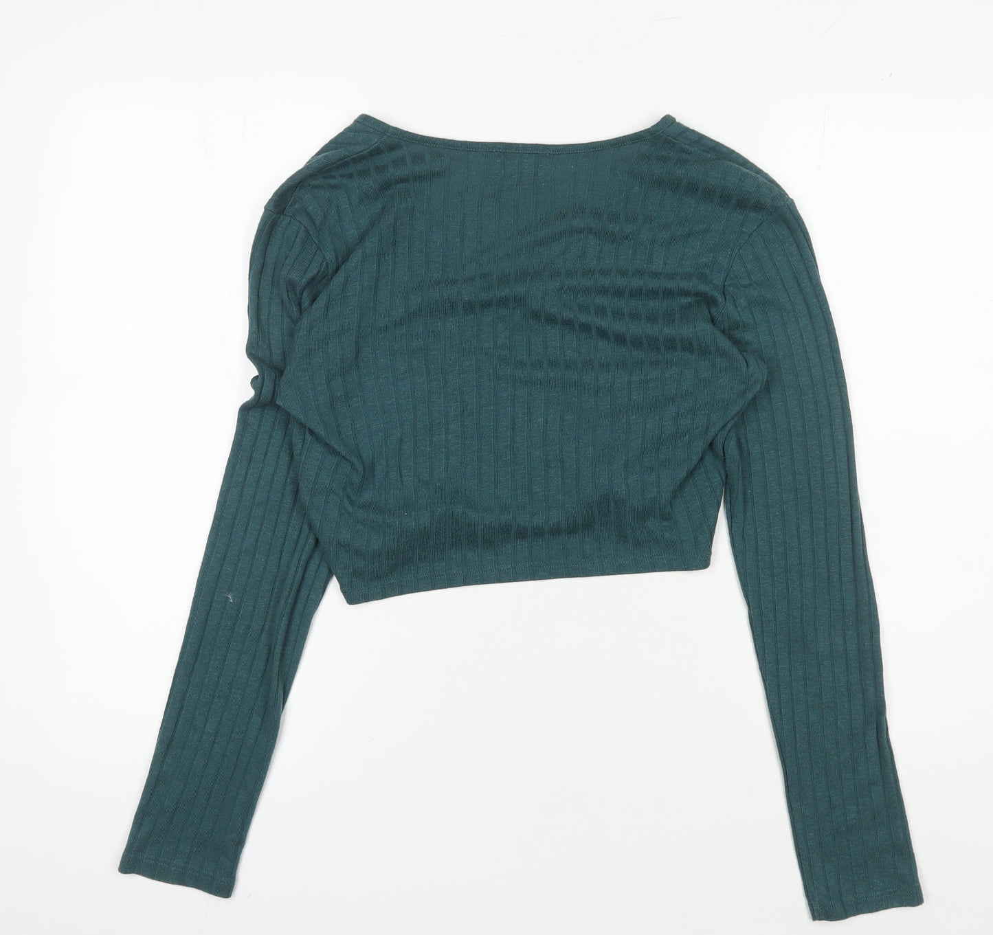 Womens UK Size L Pins and Needles Green Cropped Blouse