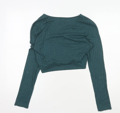 Womens UK Size L Pins and Needles Green Cropped Blouse