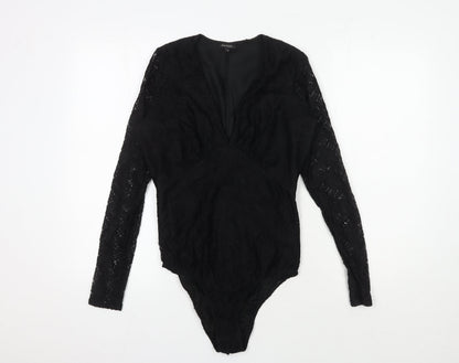 Womens UK Size 10 River Island Black Wrap Blouse