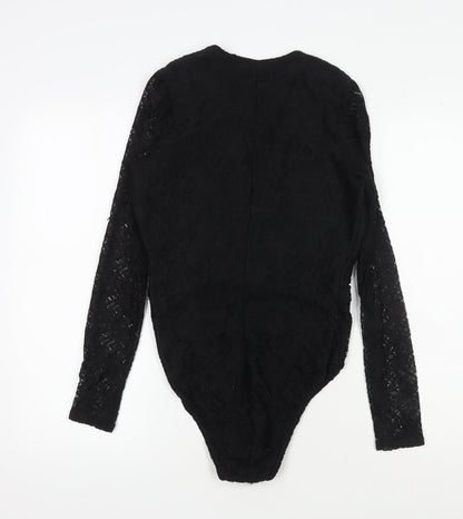 Womens UK Size 10 River Island Black Wrap Blouse
