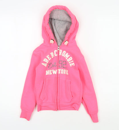 Abercrombie Girls Pink Hoodie 2 Years Full Zip Logo Fleece