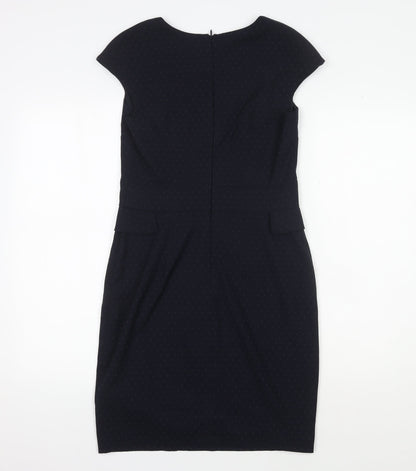 Next Women's Black V-Neck Sheath Dress, Size 8, Workwear