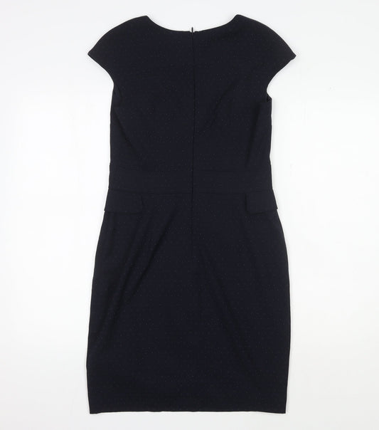 Next Women's Black V-Neck Sheath Dress, Size 8, Workwear