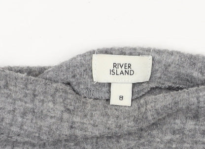 Womens UK Size 8 River Island Grey Basic T-Shirt