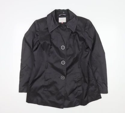 John Lewis Women Black Coat Size 14 Button Closure