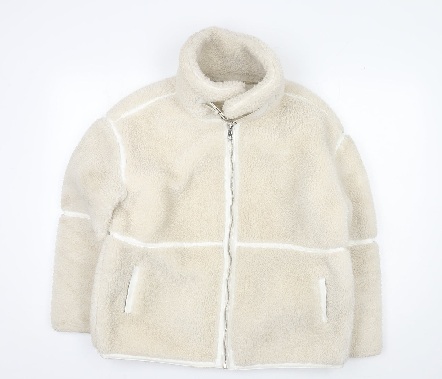 QED LDN Women's Ivory Fleece Jacket Size 10