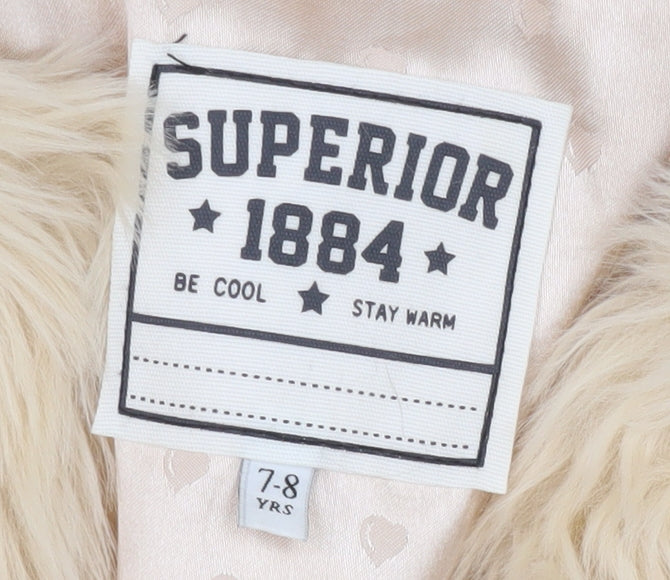 Superior 1884 Girls Beige Faux Fur Jacket Size 7-8 Years