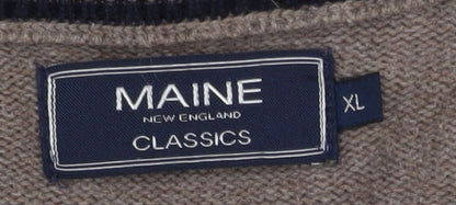 Maine New England Men's Brown XL V-Neck Pullover