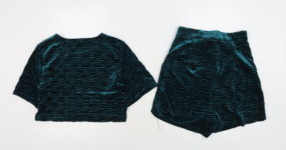 Love & Other Things Blue Velvet Cropped T-Shirt, Women's Size 6