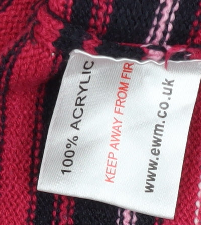 EWM Women's Red Striped V-Neck Jumper - Medium