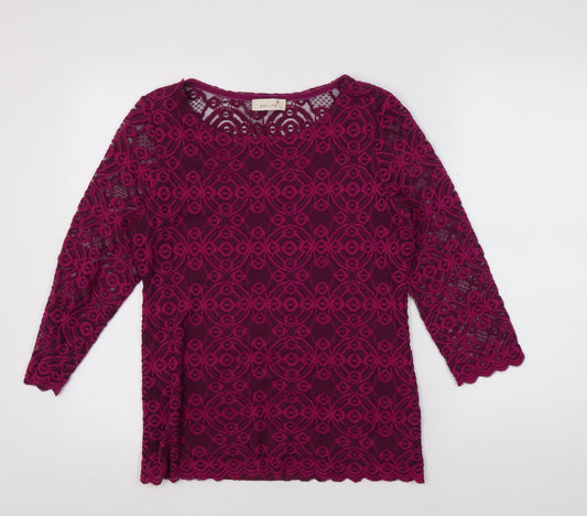 Womens UK Size 10 Marks and Spencer Purple Lace Blouse