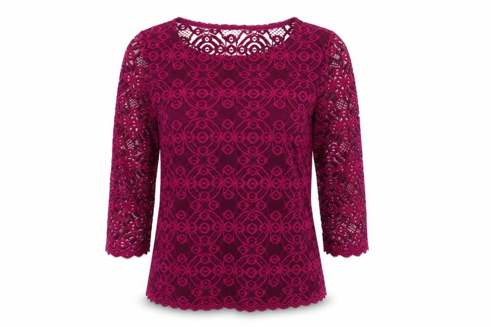 Womens UK Size 10 Marks and Spencer Purple Lace Blouse