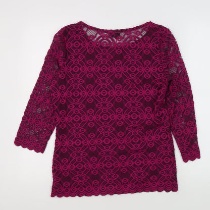 Womens UK Size 10 Marks and Spencer Purple Lace Blouse