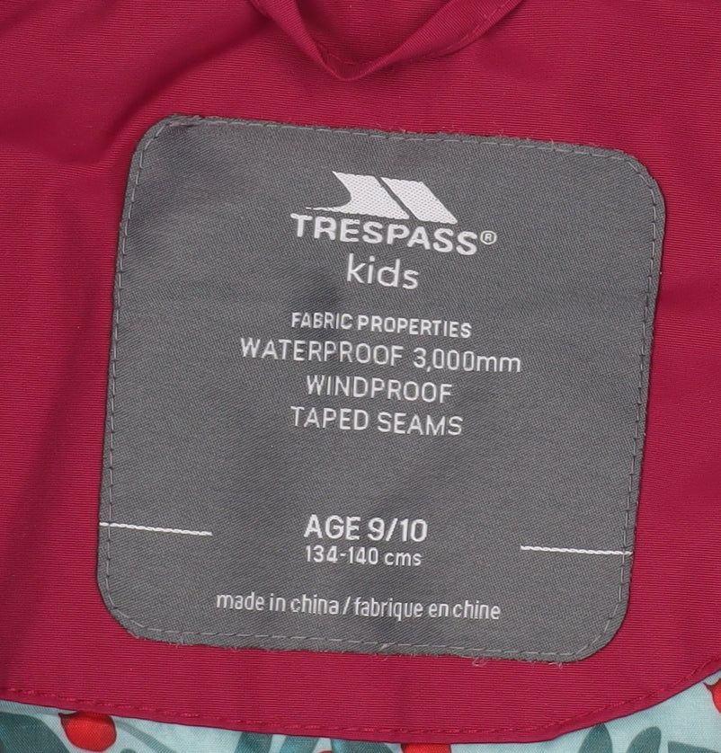 Trespass Girls Red Waterproof Parka Coat 9-10 Years