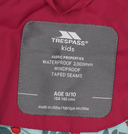 Trespass Girls Red Waterproof Parka Coat 9-10 Years