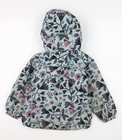 Lassie Girls Blue Floral Rain Coat Jacket, Size 104