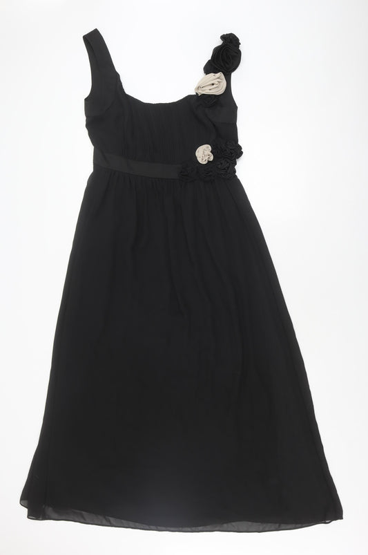Next Women Black A-Line One Shoulder Dress, Size 12