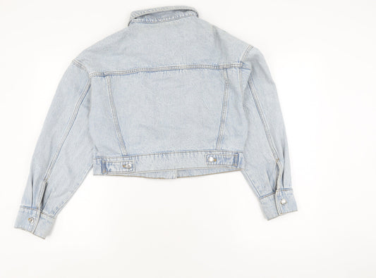MNG Women's Blue Denim Cropped Jacket Size S