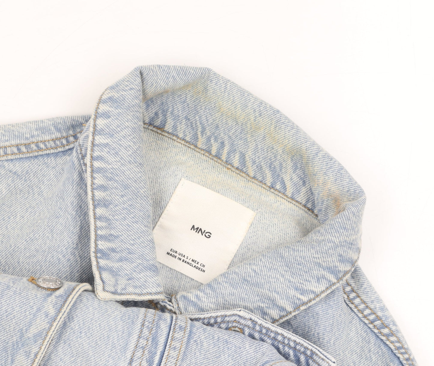 MNG Women's Blue Denim Cropped Jacket Size S