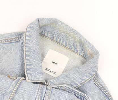 MNG Women's Blue Denim Cropped Jacket Size S