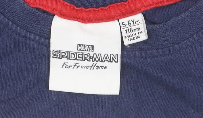Marvel Boys Blue Spider-Man T-Shirt 5-6 Years Casual Graphic