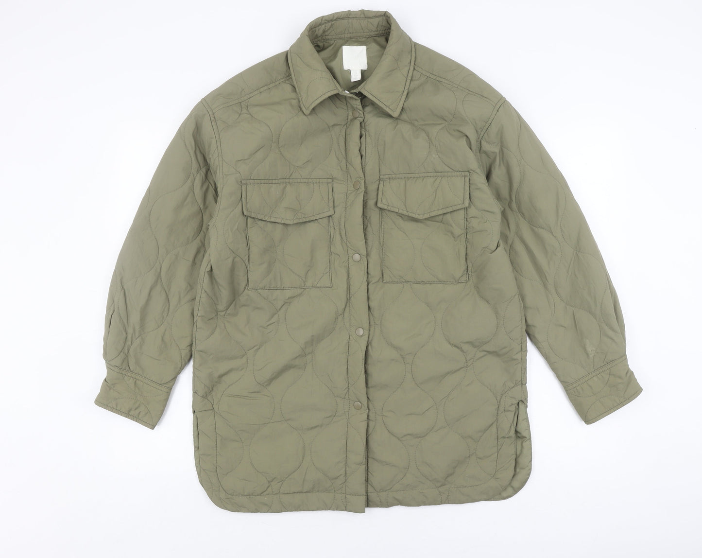Womens UK Size 12 H&M Green Quilted Coat