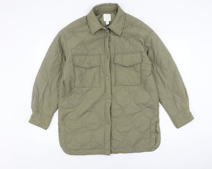 Womens UK Size 12 H&M Green Quilted Coat