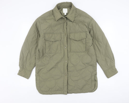 Womens UK Size 12 H&M Green Quilted Coat