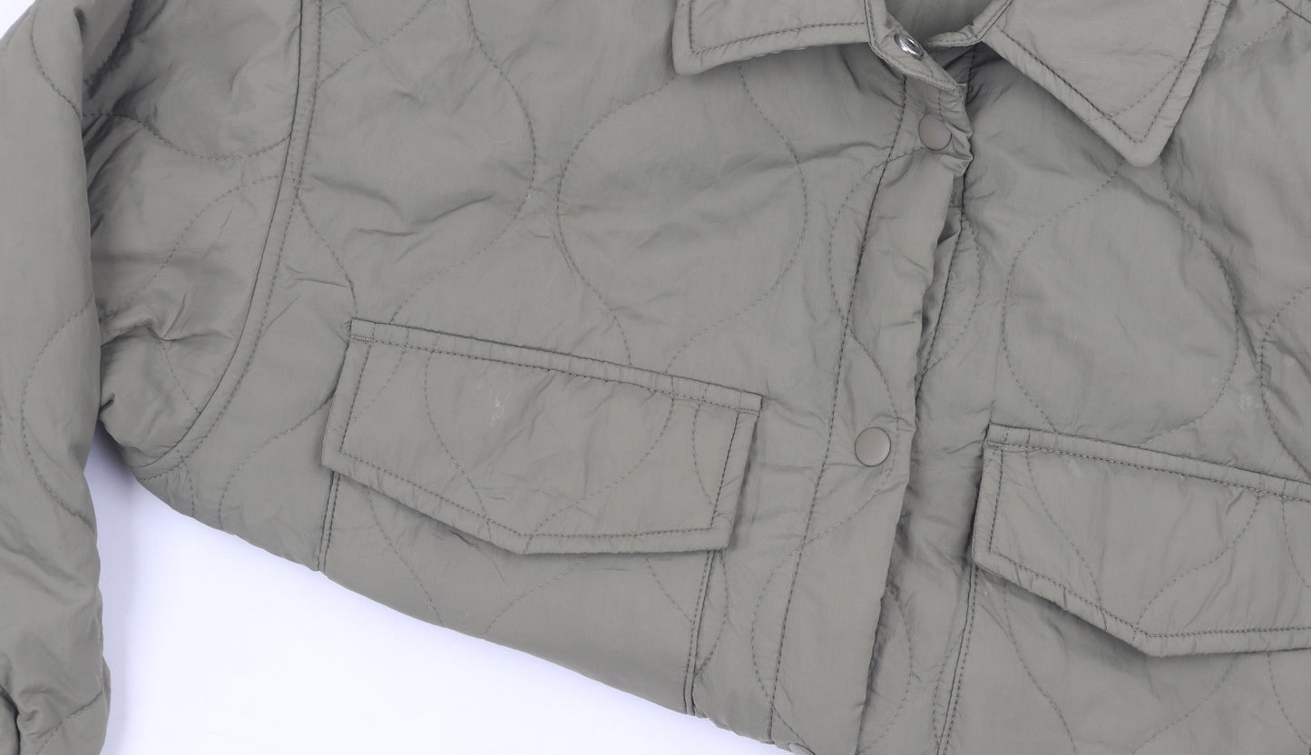 Womens UK Size 12 H&M Green Quilted Coat