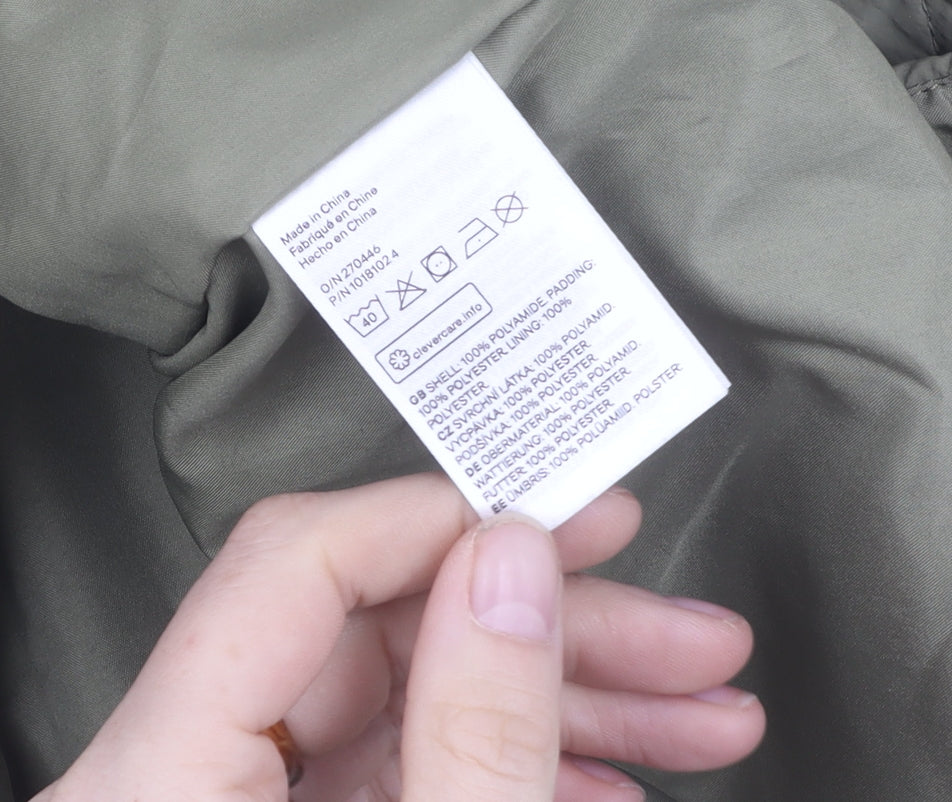 Womens UK Size 12 H&M Green Quilted Coat